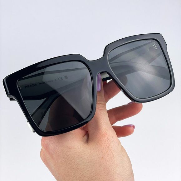 Prada PR24ZS 1AB5S0 Sunglasses Black Dark Grey Square Oversized Women main image 9